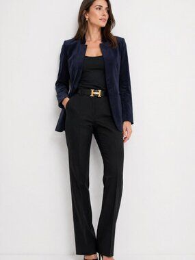 Banana Republic Long and Lean Blazer Size 8 Navy Blue Velvet